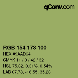 Color code: RGB 154 173 100 | qconv.com