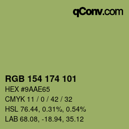 Color code: RGB 154 174 101 | qconv.com