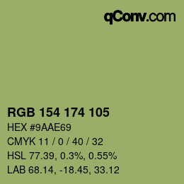 Color code: RGB 154 174 105 | qconv.com