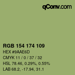Color code: RGB 154 174 109 | qconv.com