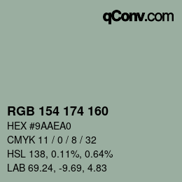 Color code: RGB 154 174 160 | qconv.com