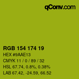 Color code: RGB 154 174 19 | qconv.com