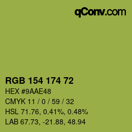 Color code: RGB 154 174 72 | qconv.com