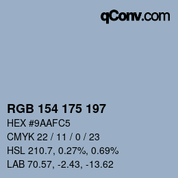 Color code: RGB 154 175 197 | qconv.com