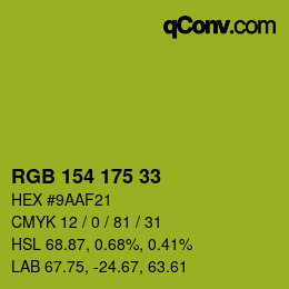 Color code: RGB 154 175 33 | qconv.com