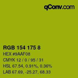 Color code: RGB 154 175 8 | qconv.com
