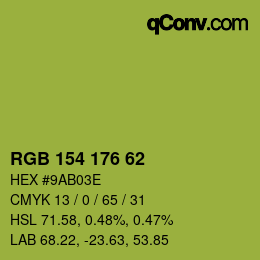 Color code: RGB 154 176 62 | qconv.com