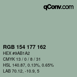 Color code: RGB 154 177 162 | qconv.com