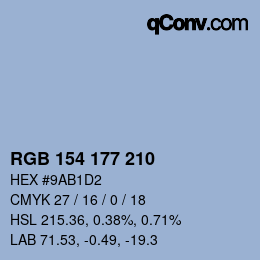 颜色代码: RGB 154 177 210 | qconv.com