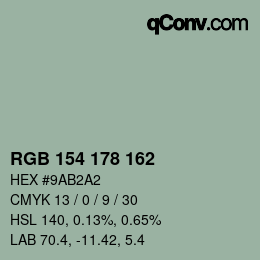 Color code: RGB 154 178 162 | qconv.com