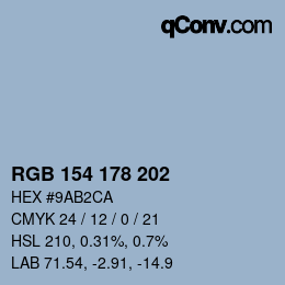 Color code: RGB 154 178 202 | qconv.com