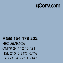 Color code: RGB 154 178 202 | qconv.com