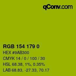 颜色代码: RGB 154 179 0 | qconv.com