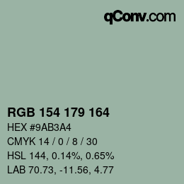 カラーコード: RGB 154 179 164 | qconv.com