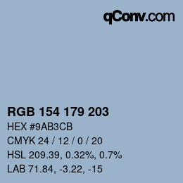 颜色代码: RGB 154 179 203 | qconv.com