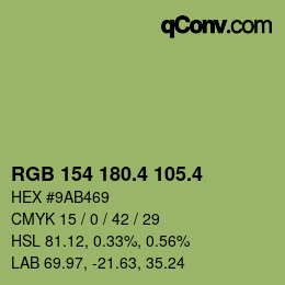 カラーコード: RGB 154 180.4 105.4 | qconv.com