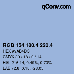 カラーコード: RGB 154 180.4 220.4 | qconv.com