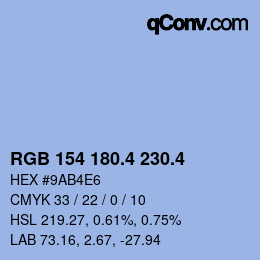 カラーコード: RGB 154 180.4 230.4 | qconv.com