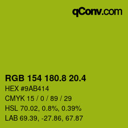 カラーコード: RGB 154 180.8 20.4 | qconv.com