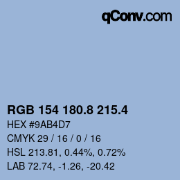 カラーコード: RGB 154 180.8 215.4 | qconv.com