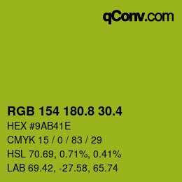カラーコード: RGB 154 180.8 30.4 | qconv.com