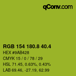 カラーコード: RGB 154 180.8 40.4 | qconv.com