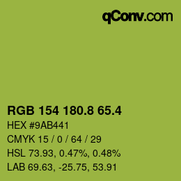 カラーコード: RGB 154 180.8 65.4 | qconv.com