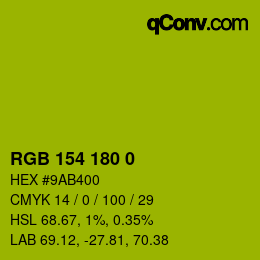Color code: RGB 154 180 0 | qconv.com