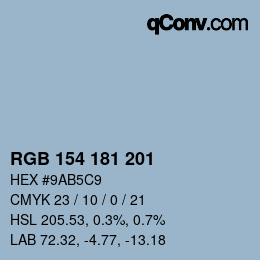 Color code: RGB 154 181 201 | qconv.com