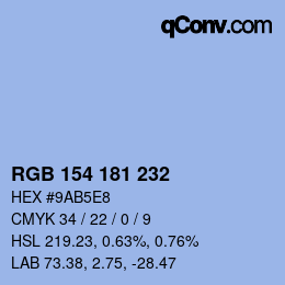 Color code: RGB 154 181 232 | qconv.com