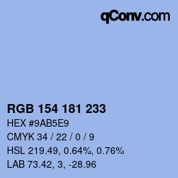 Color code: RGB 154 181 233 | qconv.com