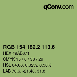 カラーコード: RGB 154 182.2 113.6 | qconv.com