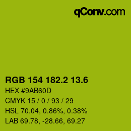 カラーコード: RGB 154 182.2 13.6 | qconv.com