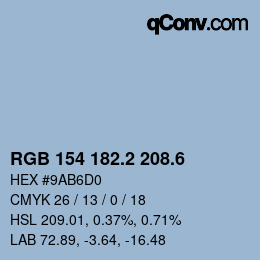 カラーコード: RGB 154 182.2 208.6 | qconv.com