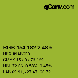 カラーコード: RGB 154 182.2 48.6 | qconv.com