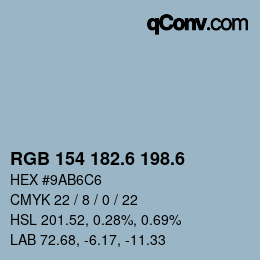 カラーコード: RGB 154 182.6 198.6 | qconv.com