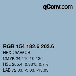 カラーコード: RGB 154 182.6 203.6 | qconv.com