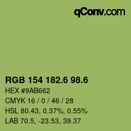 カラーコード: RGB 154 182.6 98.6 | qconv.com