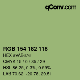 Color code: RGB 154 182 118 | qconv.com