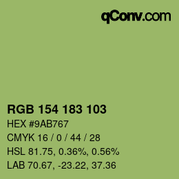 Color code: RGB 154 183 103 | qconv.com