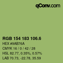 カラーコード: RGB 154 183 106.6 | qconv.com