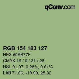 カラーコード: RGB 154 183 127 | qconv.com