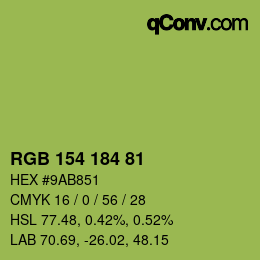 颜色代码: RGB 154 184 81 | qconv.com
