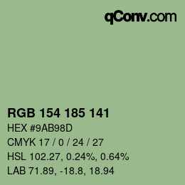 Color code: RGB 154 185 141 | qconv.com