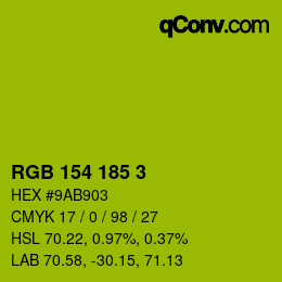 Color code: RGB 154 185 3 | qconv.com