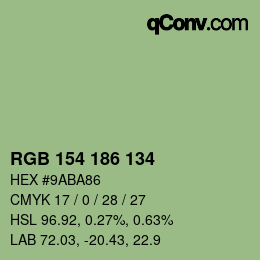 カラーコード: RGB 154 186 134 | qconv.com