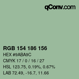 Color code: RGB 154 186 156 | qconv.com