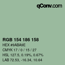 Color code: RGB 154 186 158 | qconv.com