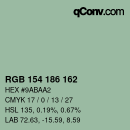 Color code: RGB 154 186 162 | qconv.com