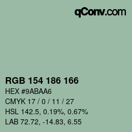 Color code: RGB 154 186 166 | qconv.com